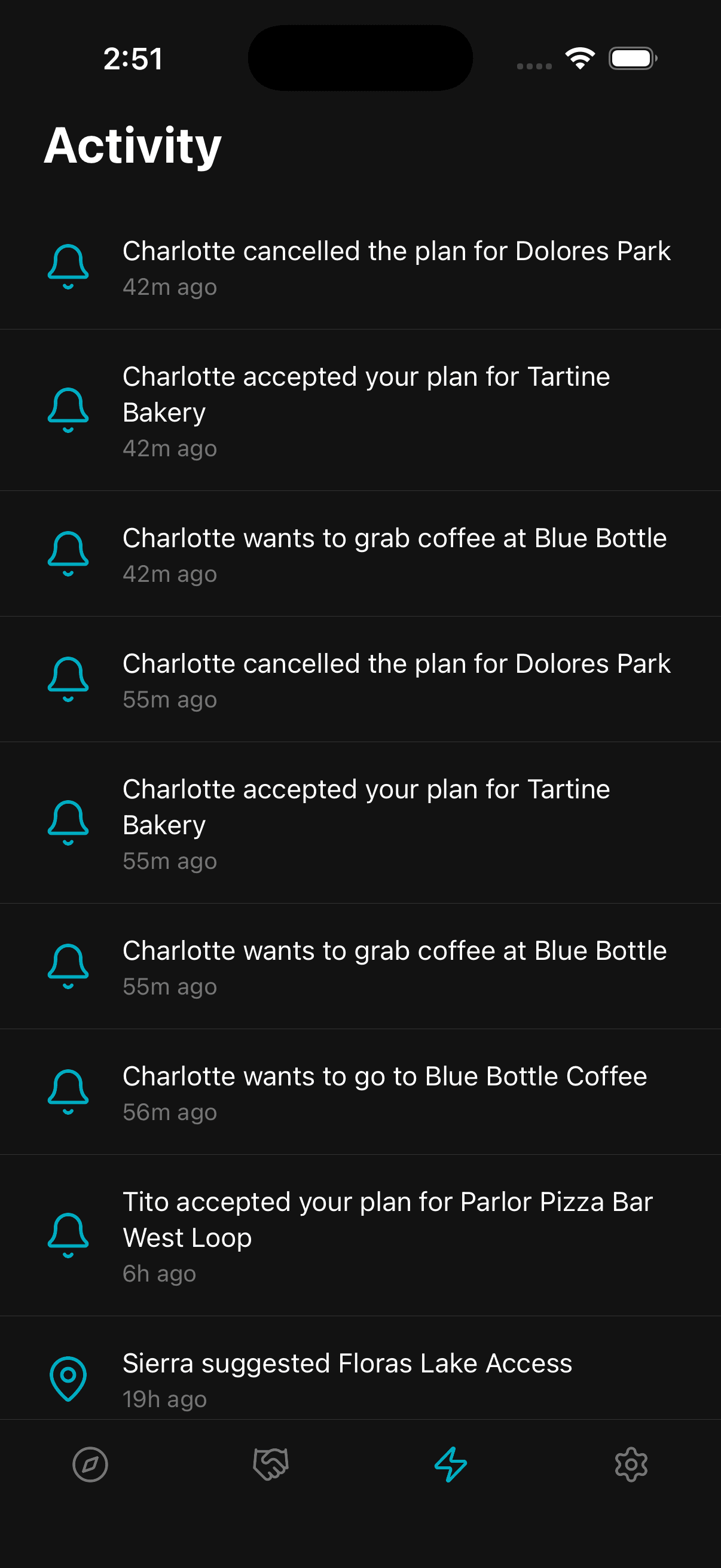 Activity feed and notifications