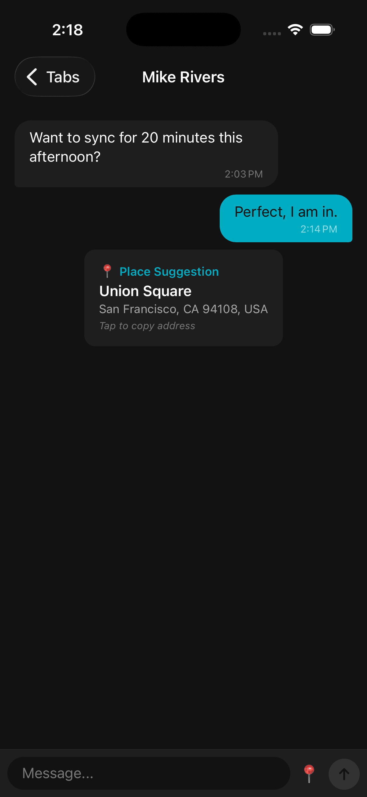 Chat and suggest places