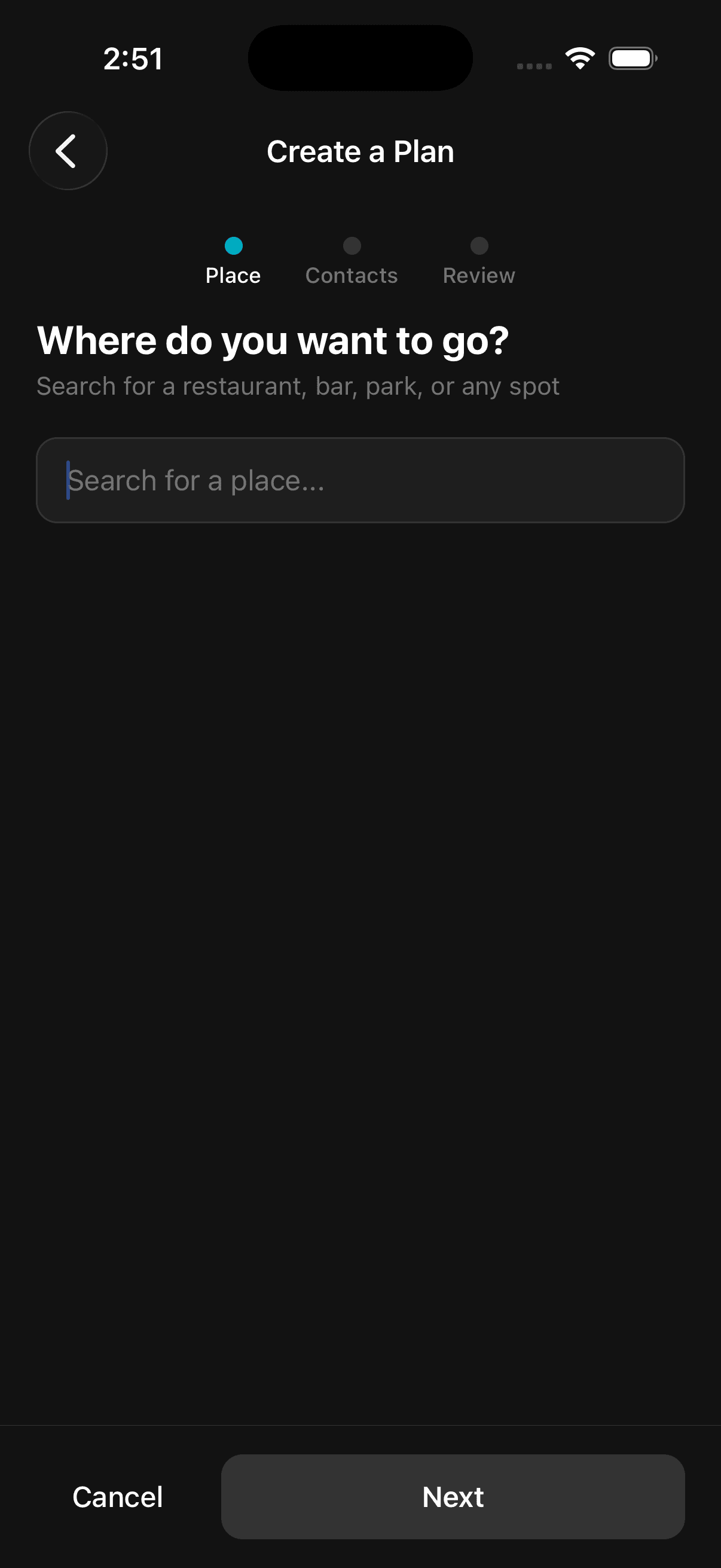 Search for a place to meet