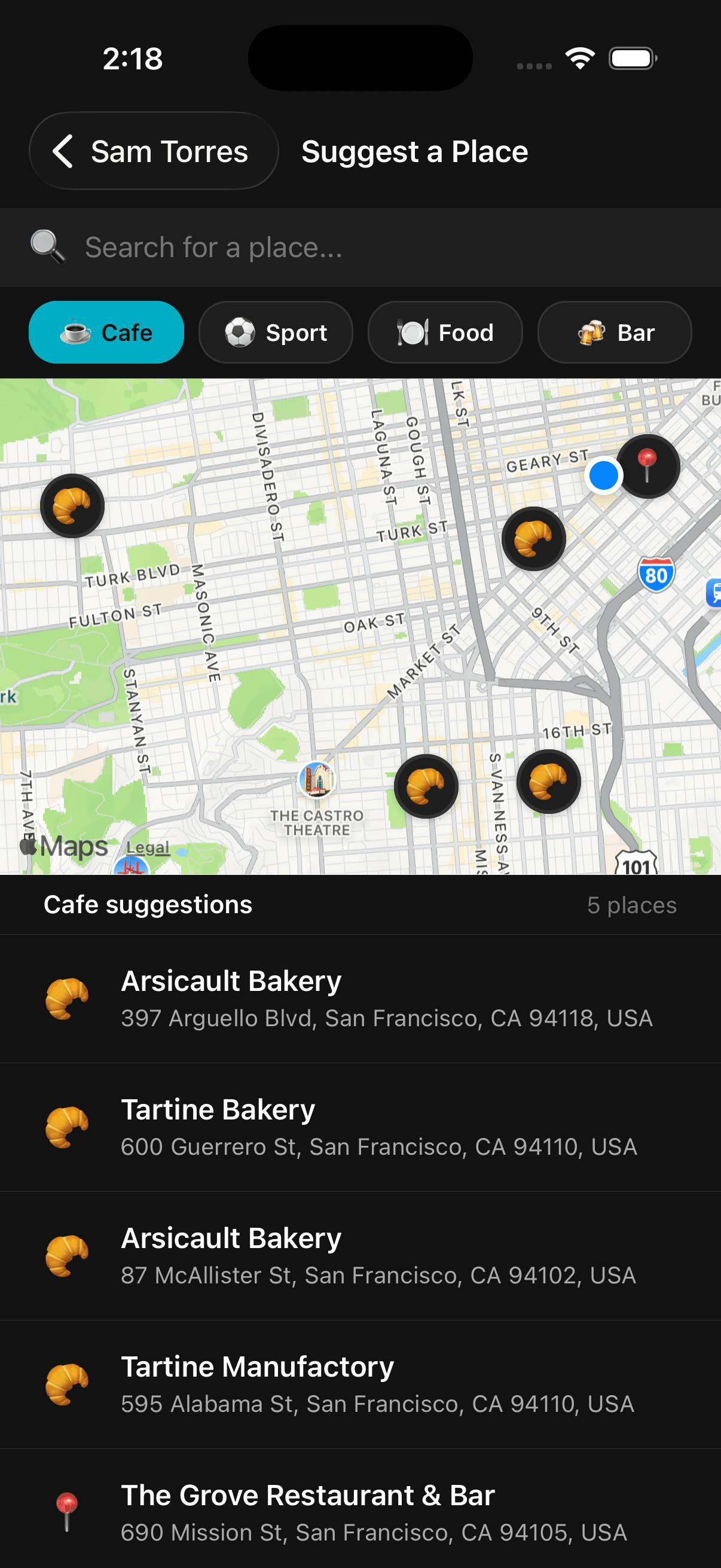 Suggest a place to meet